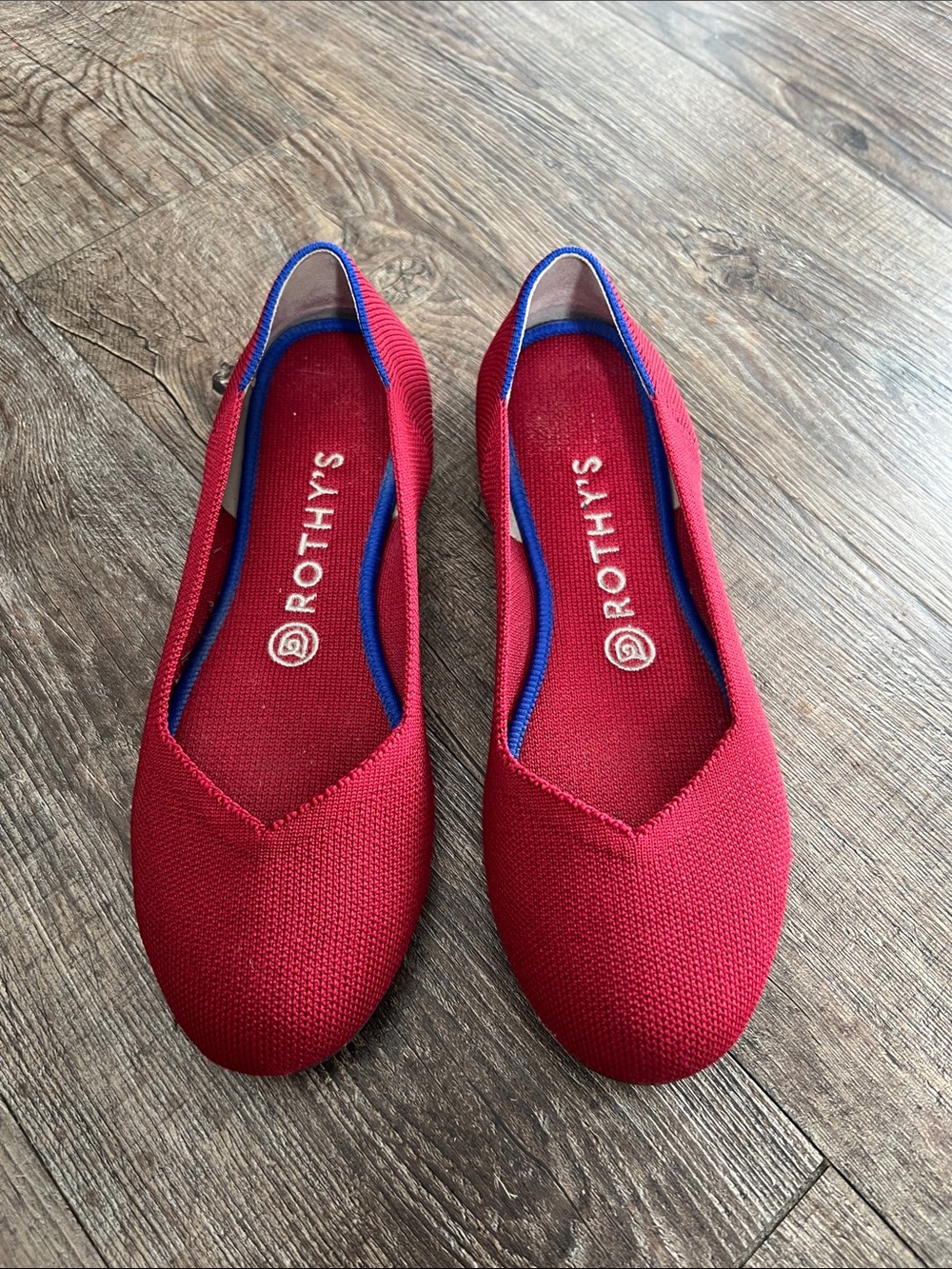 Rothy's Red Pointed V Knit Ballet Flats